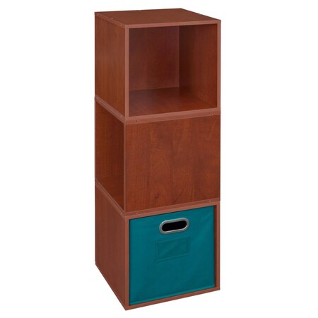 Regency Niche Cubo Storage Organizer Open Bookshelf Set- 3 Cubes 1 Canvas Bin- Cherry/Teal PC3PKWC1TOTETL